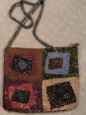 Vintage Hand Beaded Crossbody Mini Bag